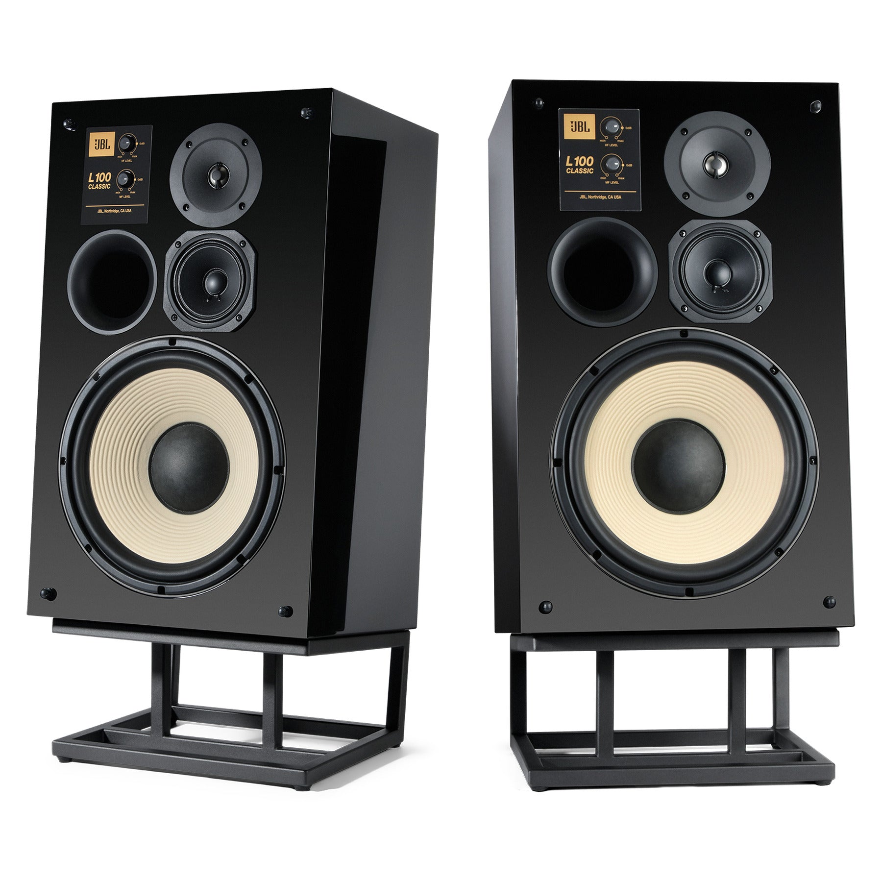 JBL L100 Classic Black Gloss Edition 12-inch 3-way Bookshelf Loudspeaker (pair)