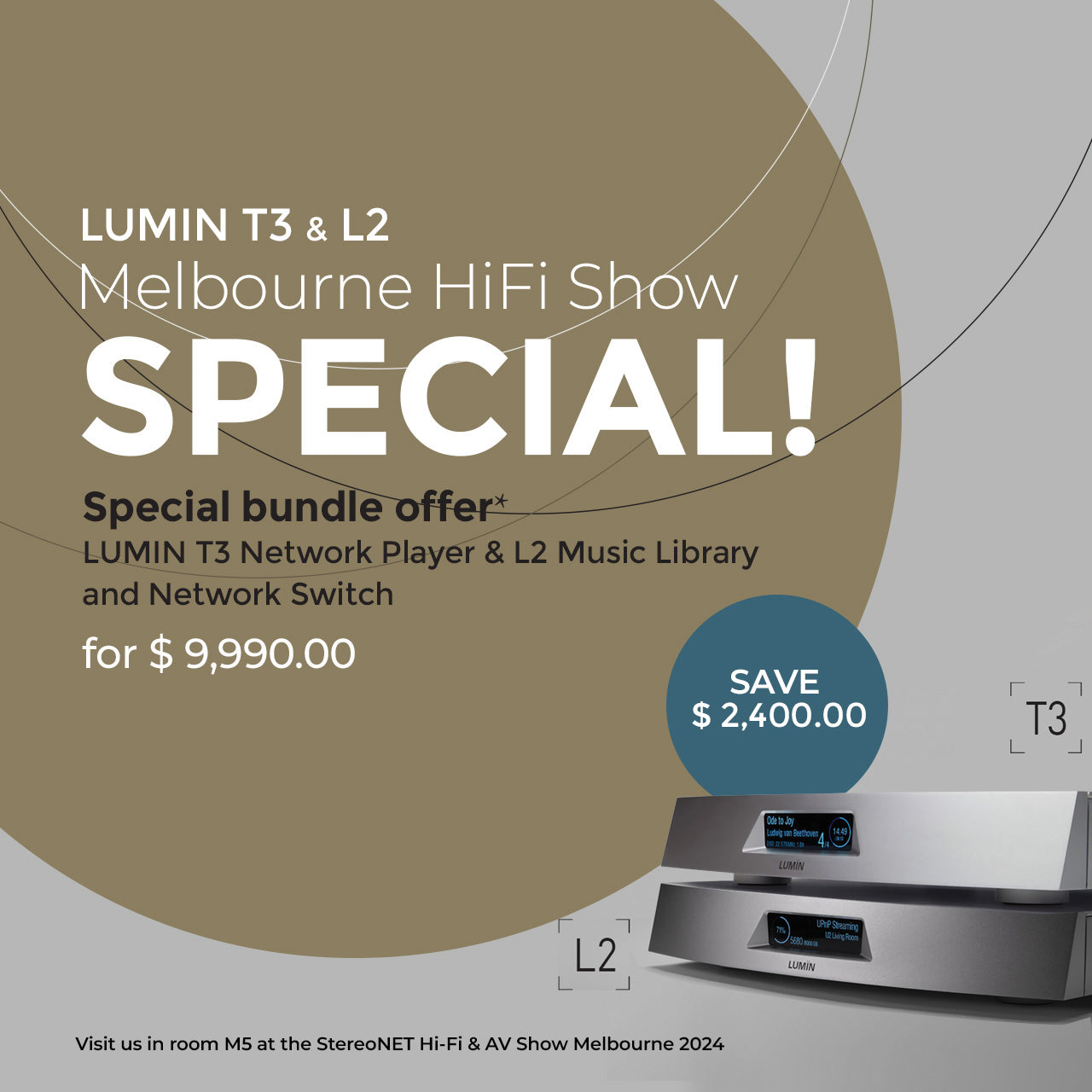 Lumin T3 Network Player and L2 Music Library and Network Switch Bundle