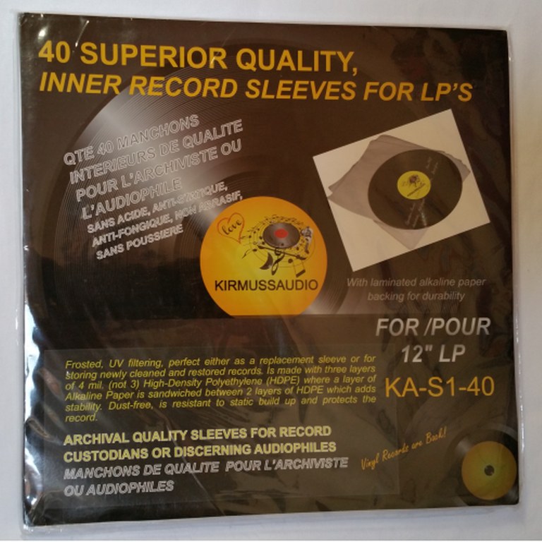 Kirmuss Audio KIR-KA-S1-40 12" Anti Static Vinyil Record Sleeves (40 pieces)